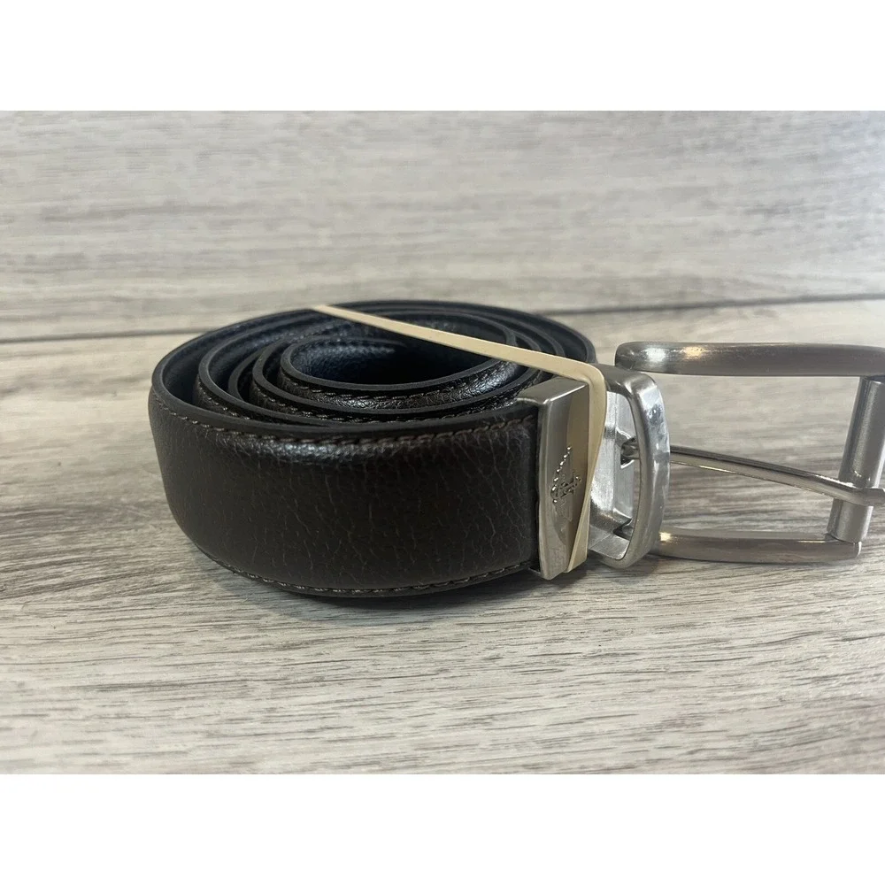 Dockers Synthetic Leather Dress Belt Mens Large 38-40 Black Silver Buckle‎